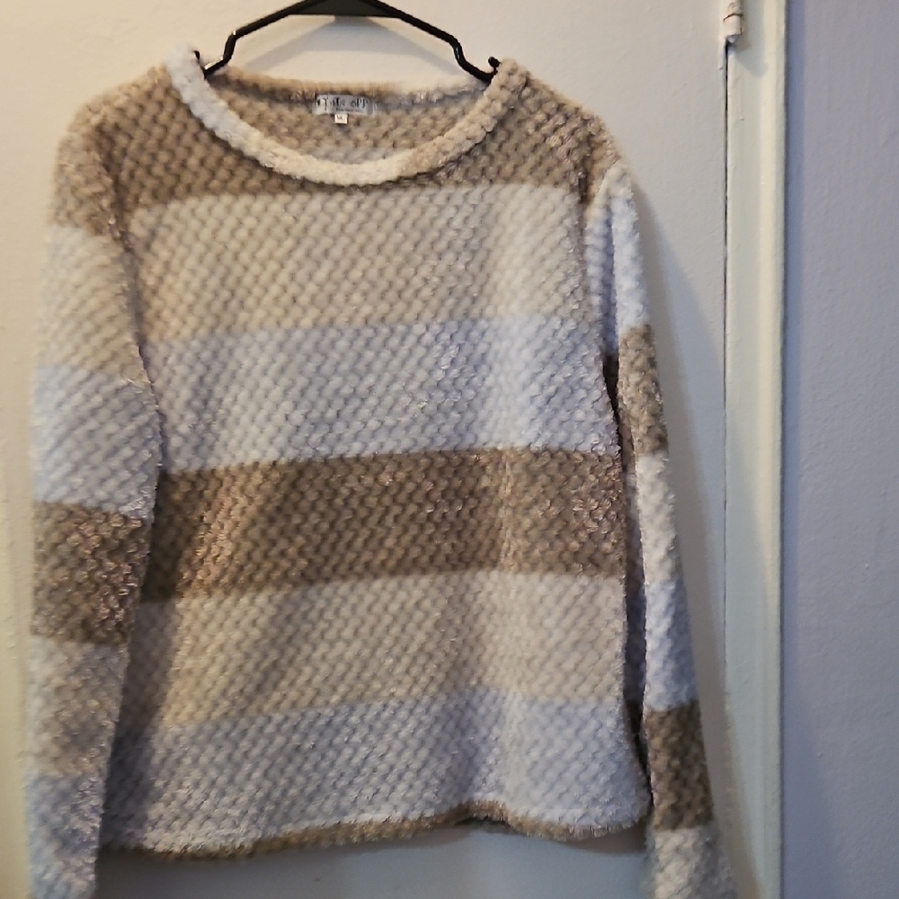 Lights Off Cream and Brown Knit Pajama Shirt